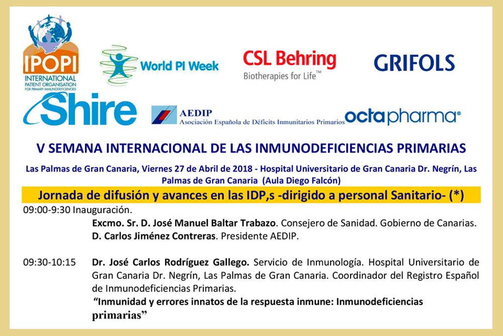 jornada de difusion aedip v semana internacional de inmunodeficiencias primarias laspalmas